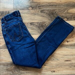 Wrangler Women’s Bootcut Jeans Size 7 Dark Wash Distressed Western Stretch Denim